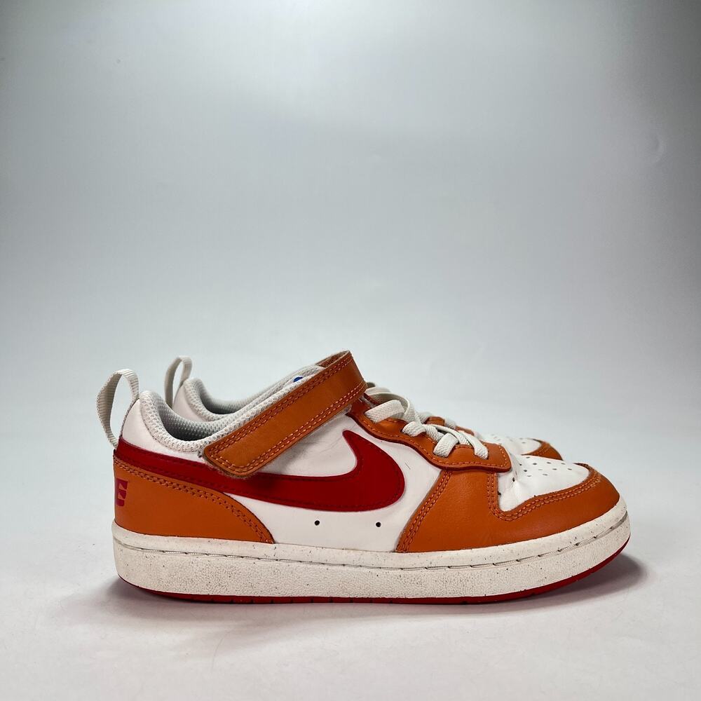 Nike Court Borough Low 2 White Orange Red Sneakers BQ5451-119 Youth Size 1.5Y